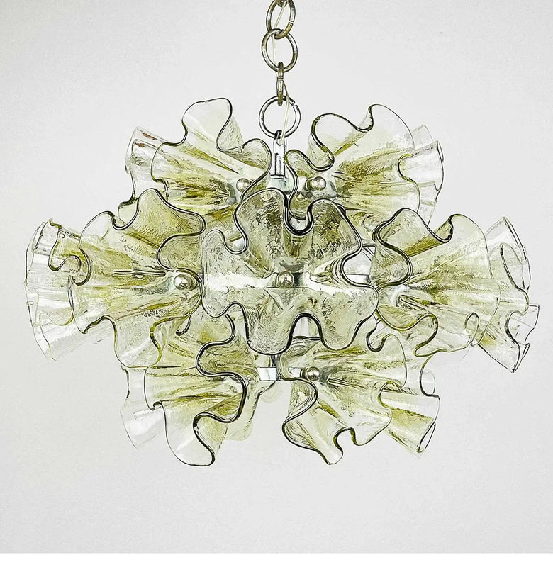 Luxury Flower-Shaped Glass Chandelier 45cm in a stunning floral design, radiating light beautifully.