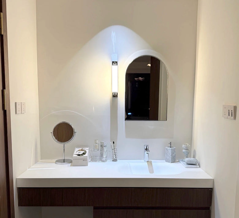 Steel & Glass Modern Wall Light 30cm