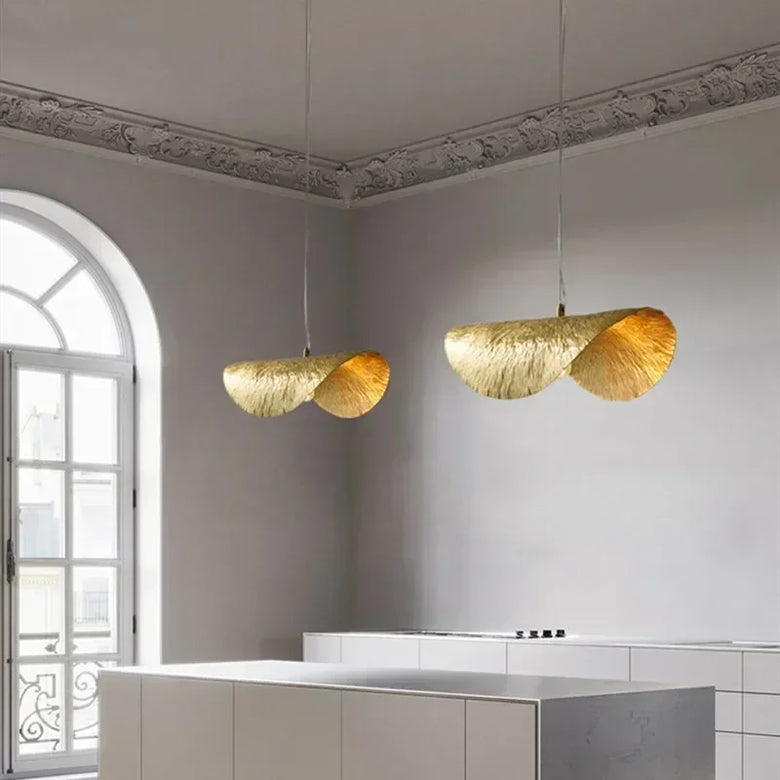 Gold Ginkgo Leaf Pendant Light