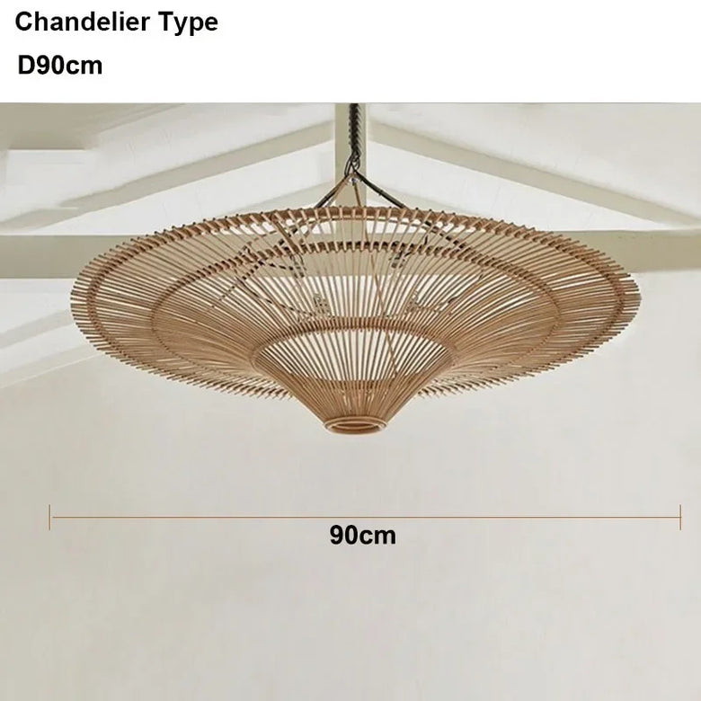 Vintage Designer Rattan Pendant Light