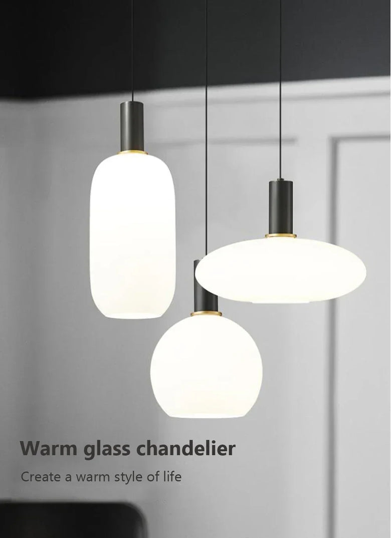 Nordic Glass Pendant Light with Brass Detail