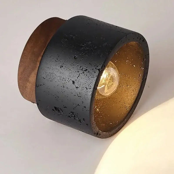 Black Travertine Ceiling Lamp featuring modern design and natural stone, perfect for stylish home decor.