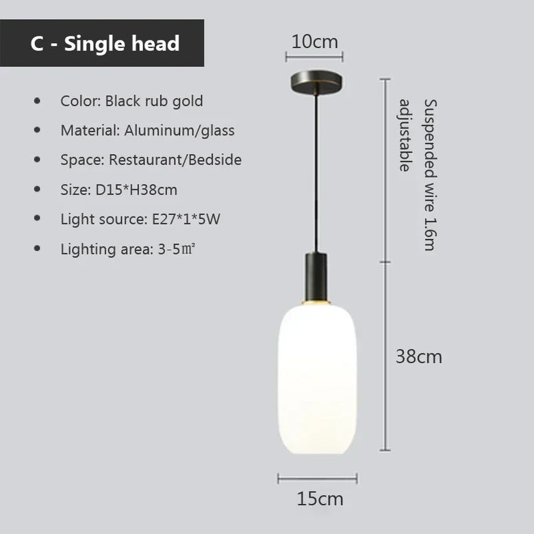 Nordic Glass Pendant Light with Brass Detail
