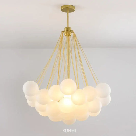 Modern Frosted Glass & Gold Chandelier