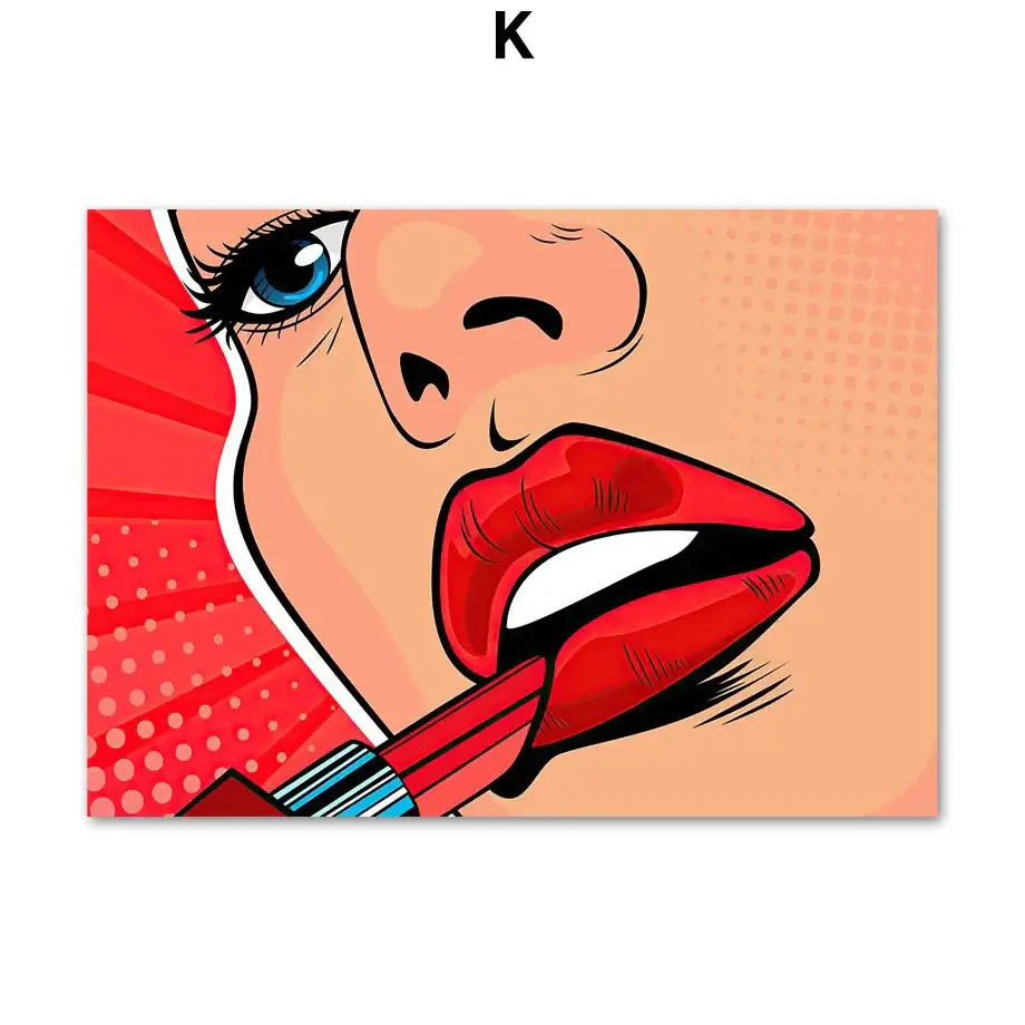 Vintage Red Lipstick Posters - Chic Pop Art Decor