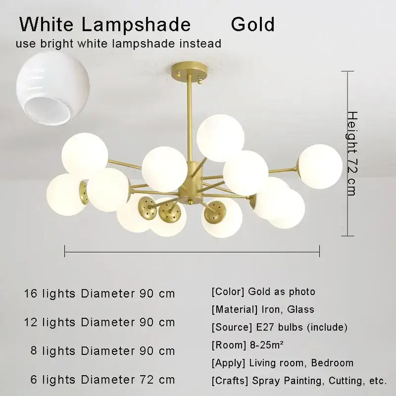 Glass Globe Sputnik Chandelier – Mid-Century Modern, 6 to 16 Lights