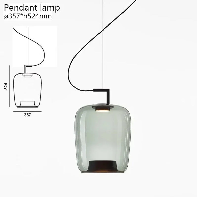 Modern Glass Pendant Light with Iron Detailing