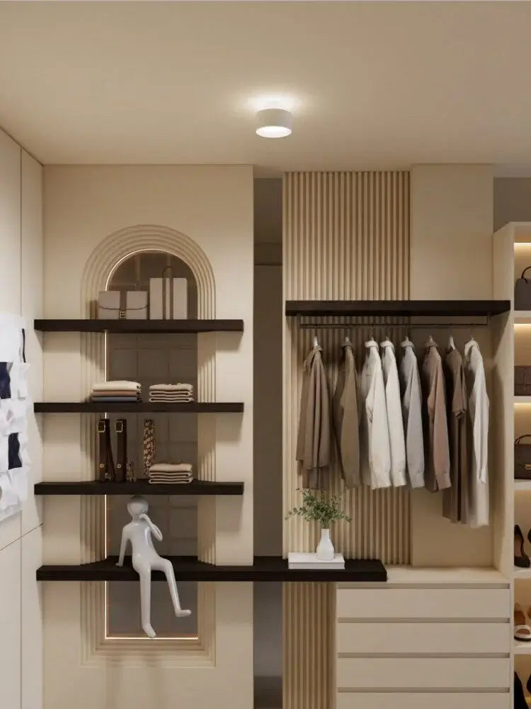 Modern Drum Flush Ceiling Light in Metal 140mm