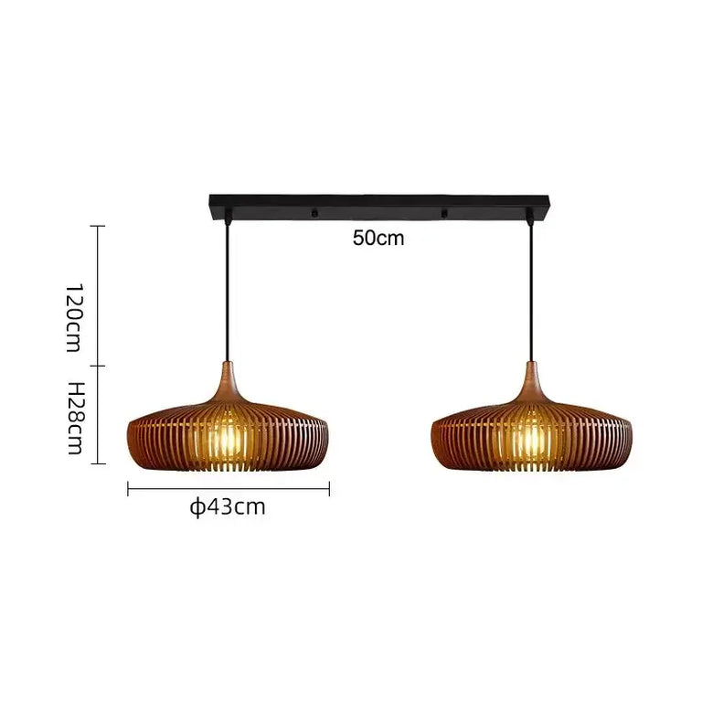 Vintage Wooden Pendant Light – Handcrafted Nordic Birdcage Lamp dimensions and design with warm lighting.