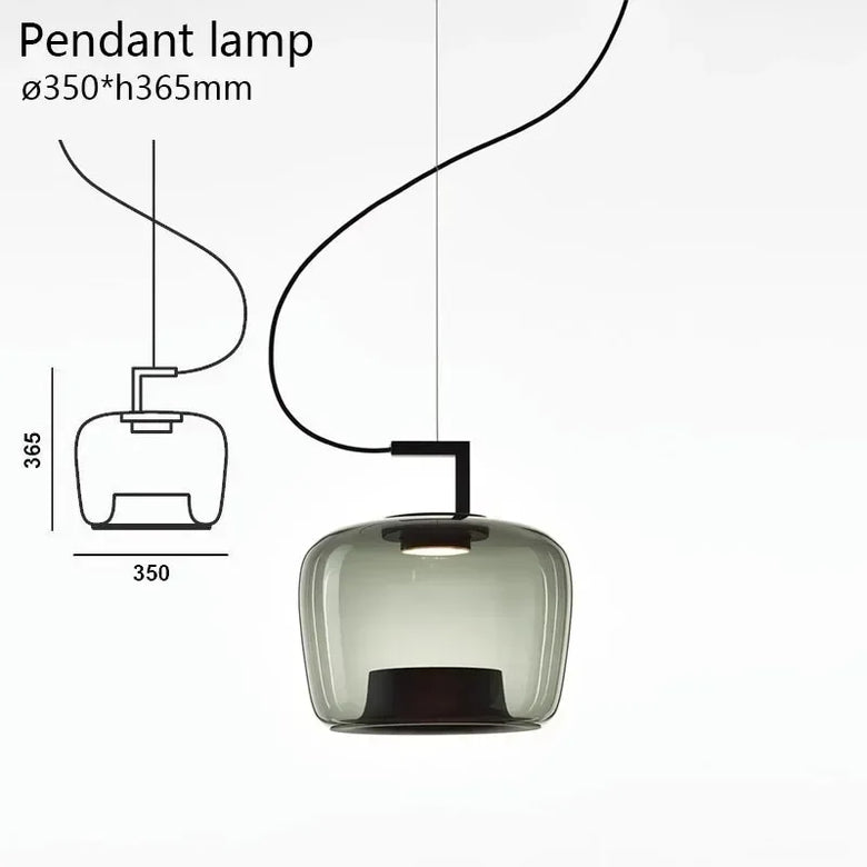Modern Glass Pendant Light with Iron Detailing