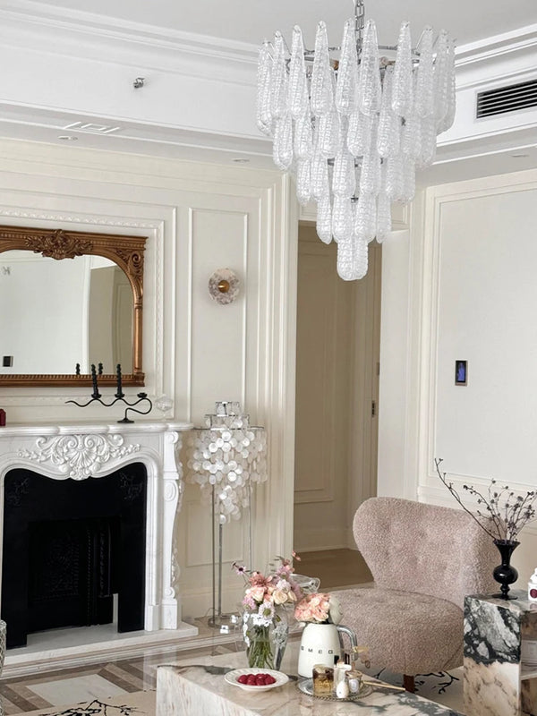 Vintage Drop Glass Chandelier with LED