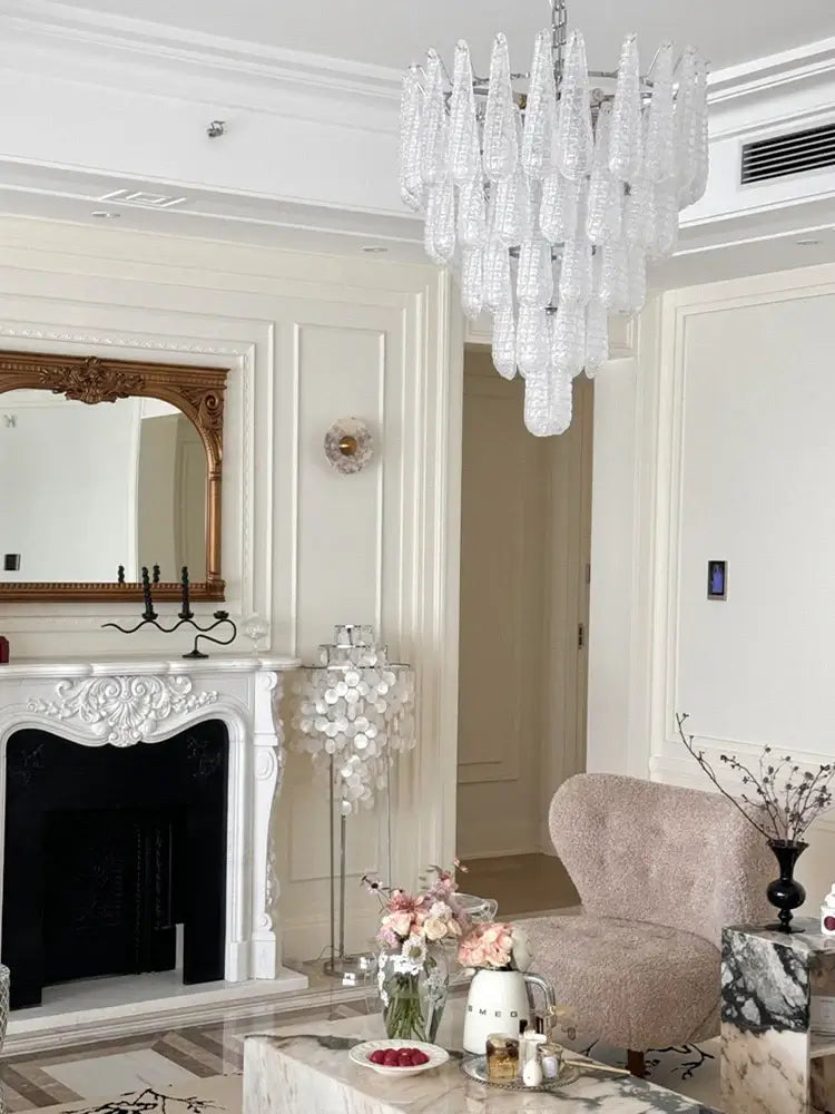 Vintage Drop Glass Chandelier with LED
