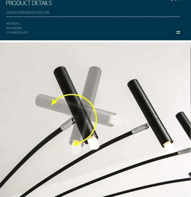 Modern Starburst LED Chandelier – 24-Light Sculptural Ceiling Statement with unique design and elegant form.