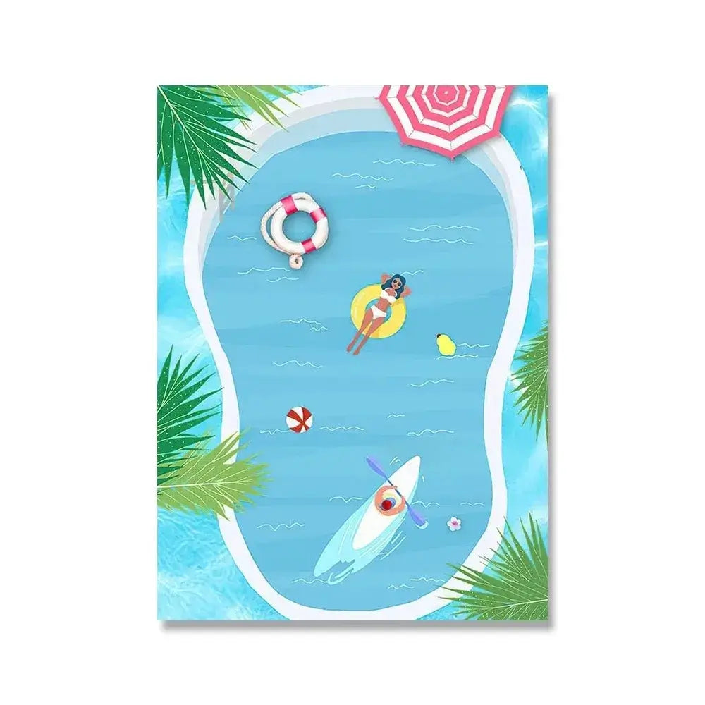Blue Pool Pop Art Canvas - Summer Vibes