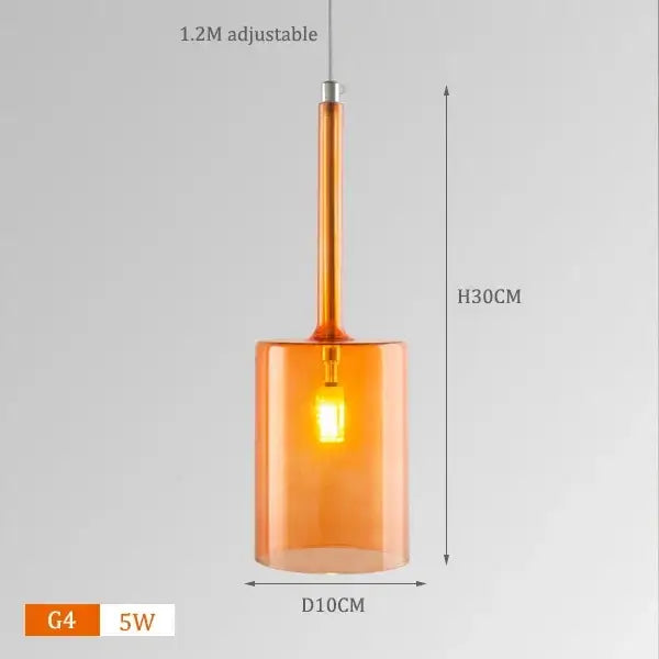 Neo Transparent Scandinavian Light Fixture with amber shade and adjustable height, modern design for contemporary decor.