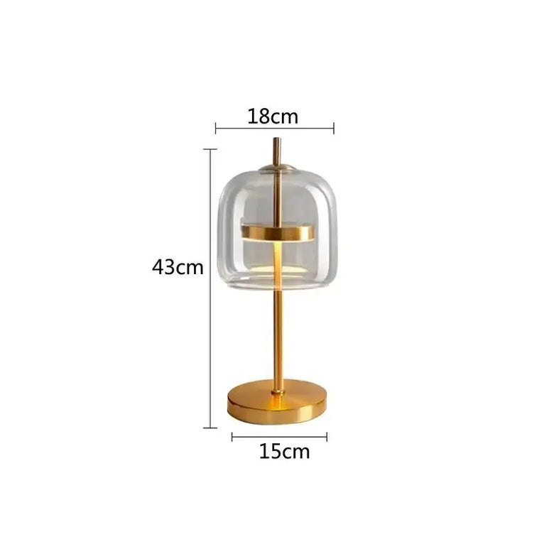 Czech Design Desk Lamps with Glass Shade, modern LED table lamp featuring a stylish glass shade and gold base.