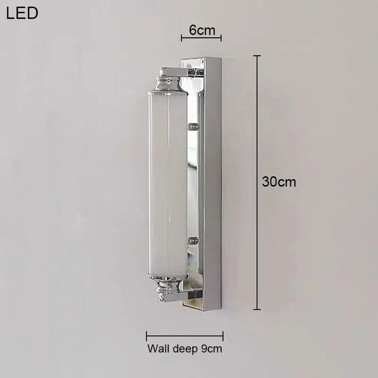 Steel & Glass Modern Wall Light 30cm