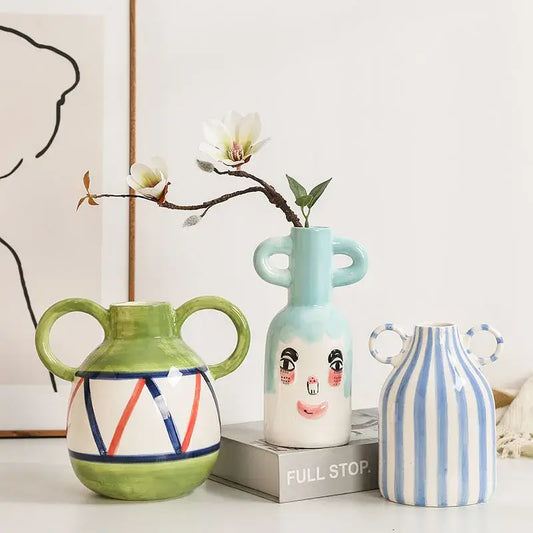 Charming Character Ceramic Vase Trio