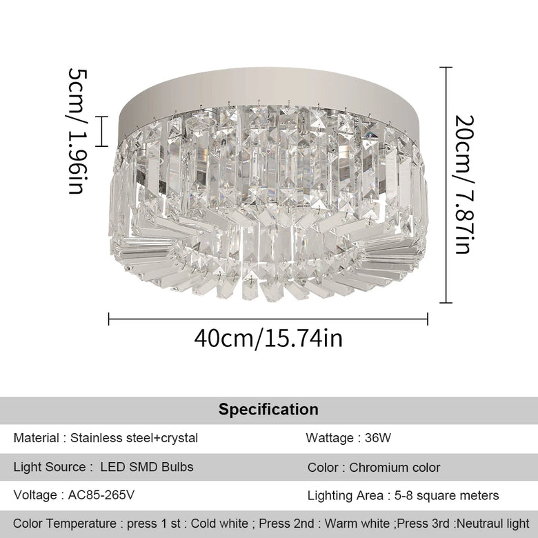 Modern Glam Crystal Flush Ceiling Light | Gold or Silver