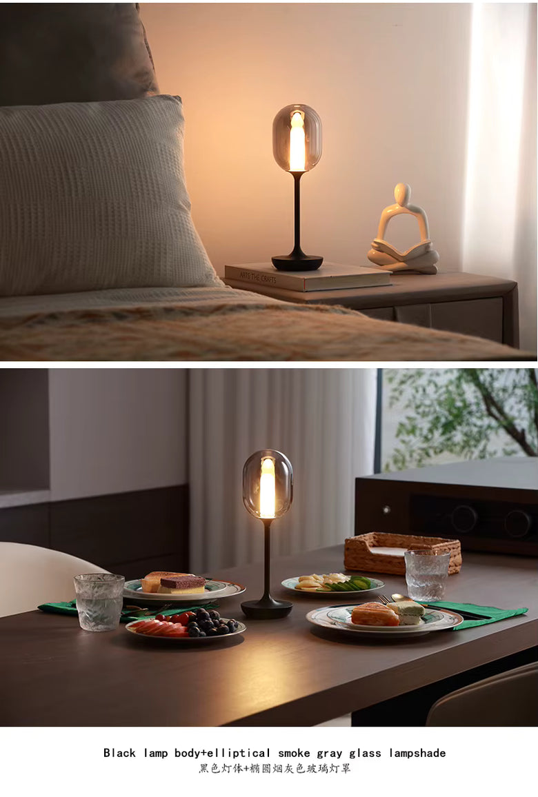 Nordic Minimalist Cordless Glass Globe Table Lamp – Rechargeable