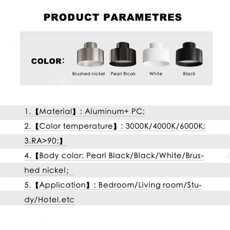 Modern Drum Flush Ceiling Light in Metal 140mm
