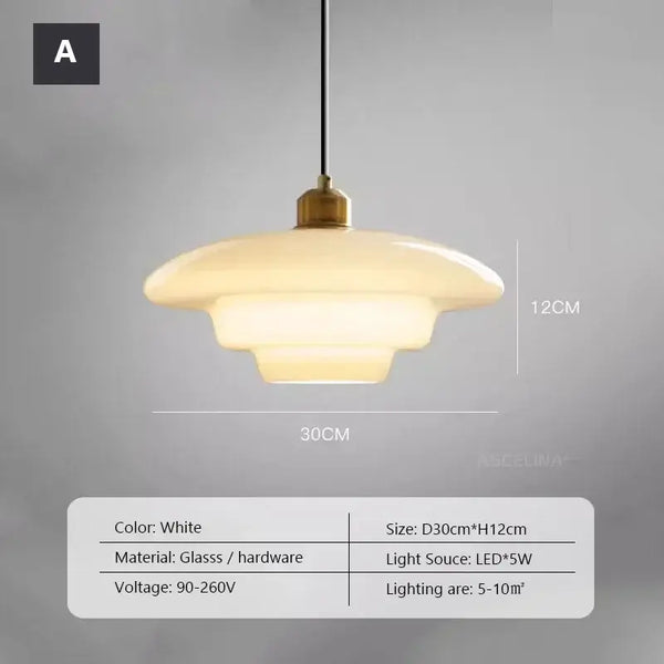 Nordic Vintage Pendant Light | Scandinavian Chic Decor, featuring cream milk glass and chic layered design.
