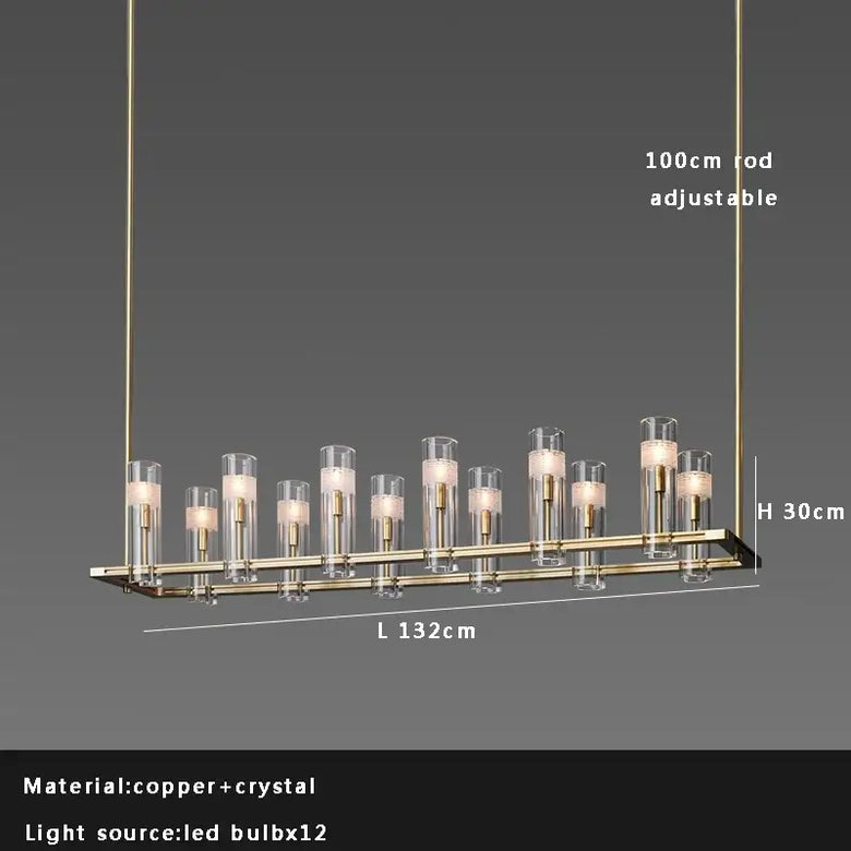 Modern Luxury Copper Crystal Ceiling Long Chandeliers Multiple Styles