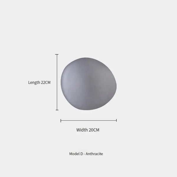 Elegant Frosted Glass Pebble Wall Lamp - Minimalist Nordic Style dimensions showing length 22CM and width 20CM.