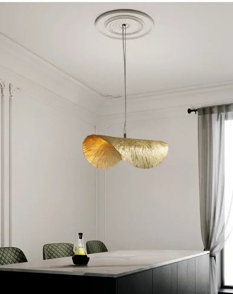 Gold Ginkgo Leaf Pendant Light – Sculptural Statement LED Lighting