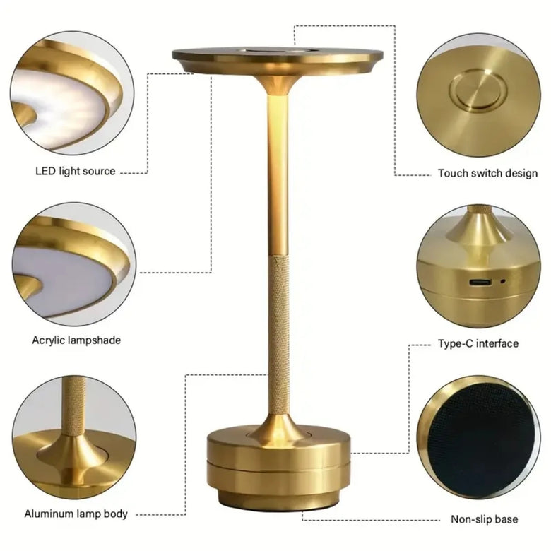 Minimalist Disc Cordless Table Lamp – Rechargeable, Touch Dimmer