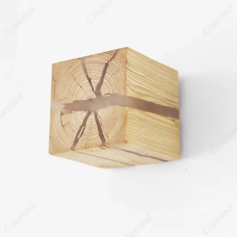 Natural Wood Wall Lights made from solid wood with transparent resin for unique design and light diffusion.