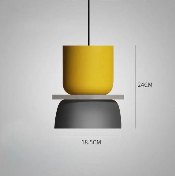 Customizable Modern Pendant Lights featuring a vibrant yellow and black design with dimensions of 18.5CM x 24CM.
