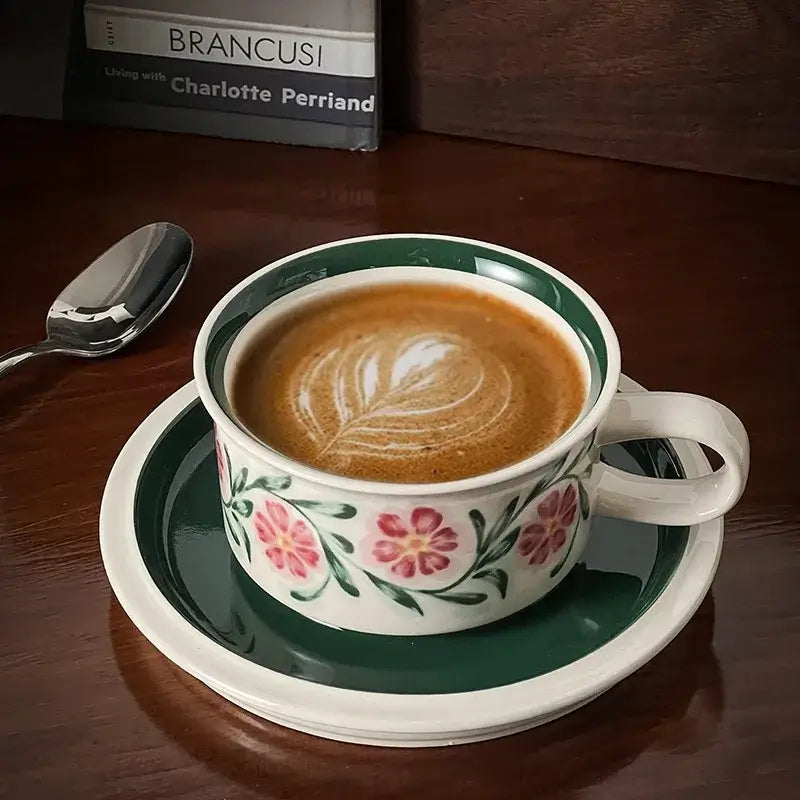 Retro Hand Painted Floral Coffee Cup