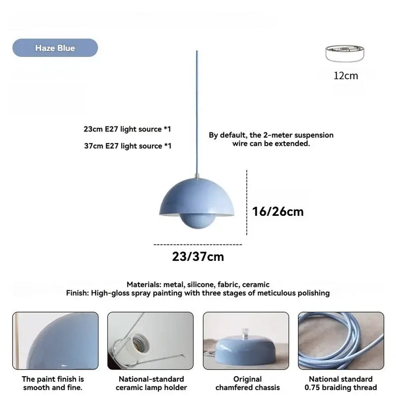 Mid-century Retro Glossy Dome Pendant Lights