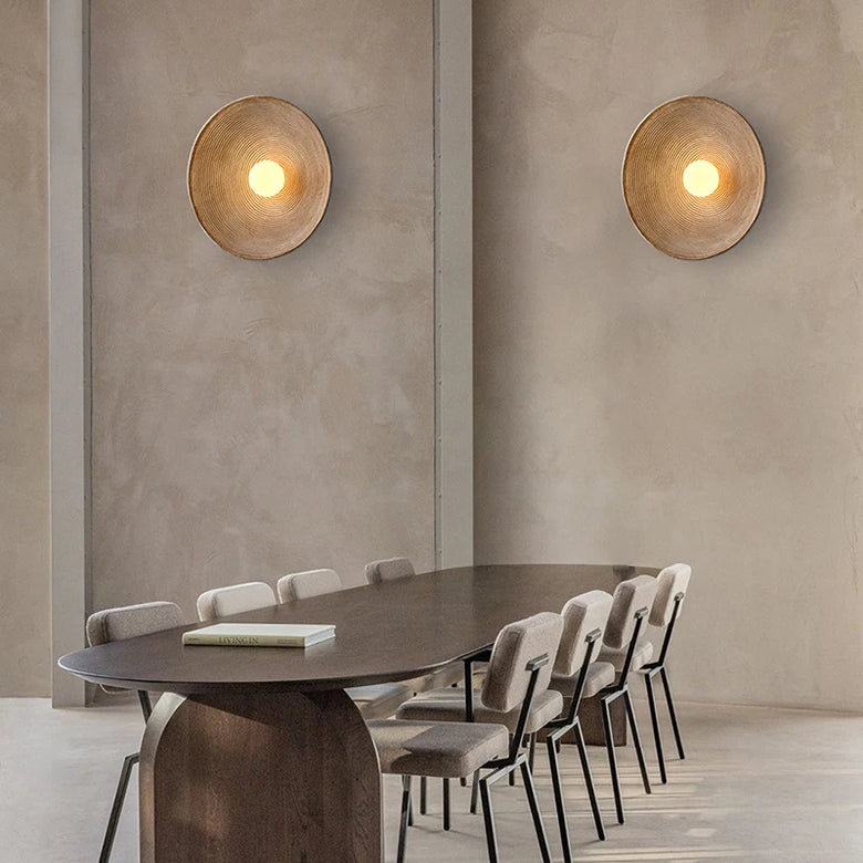 Circular Resin Wall Light with Grooved Finish