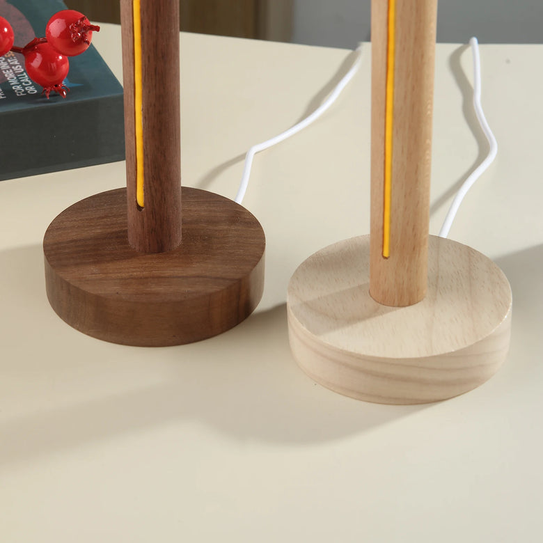 Japandi Cordless Wood Table Lamp – USB Powered, Walnut or Beech