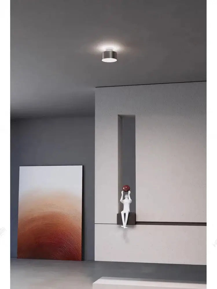 Modern Drum Flush Ceiling Light in Metal 140mm
