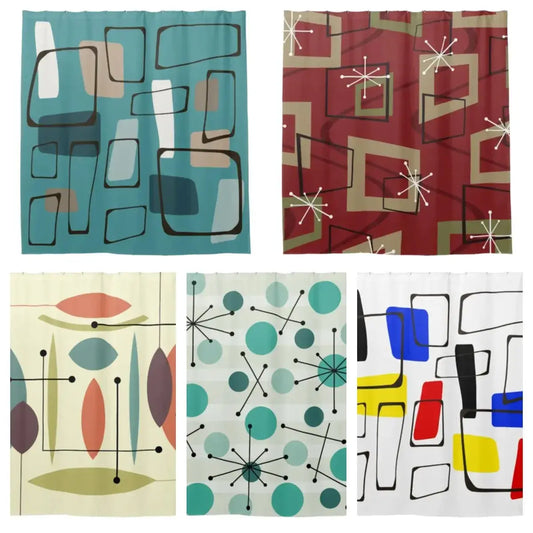 Mid-Century Art Shower Curtains - Eco-Friendly Style