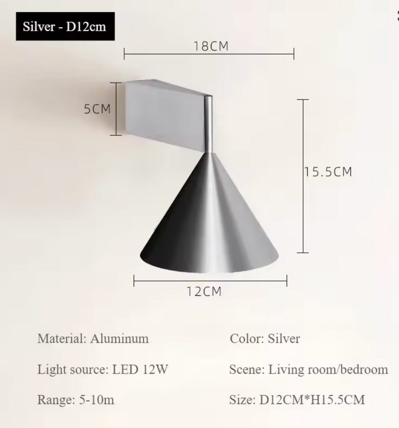 Adjustable Conical Aluminium Wall Light