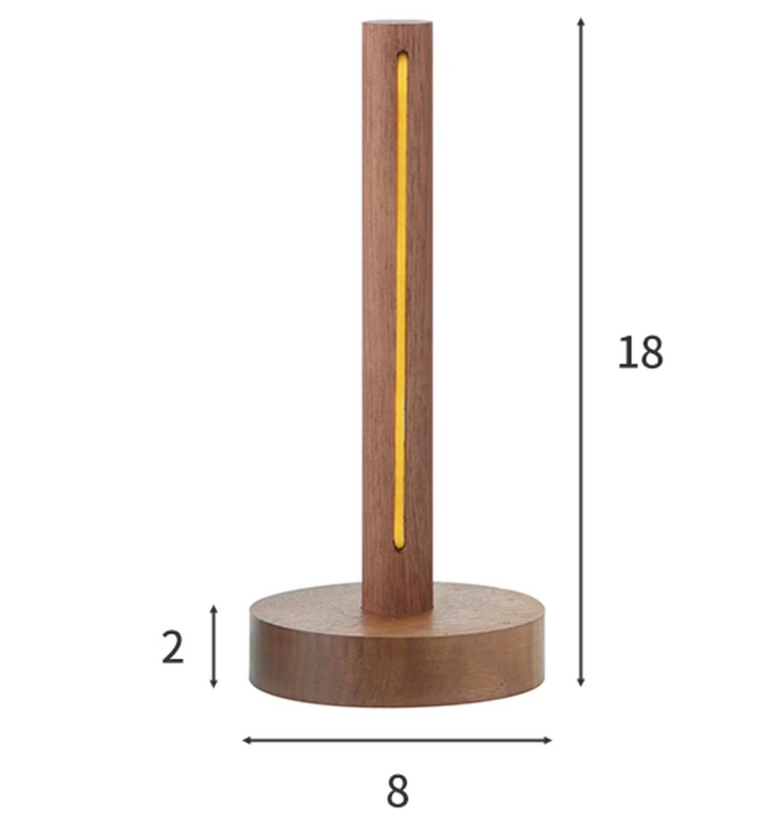 Japandi Cordless Wood Table Lamp – USB Powered, Walnut or Beech