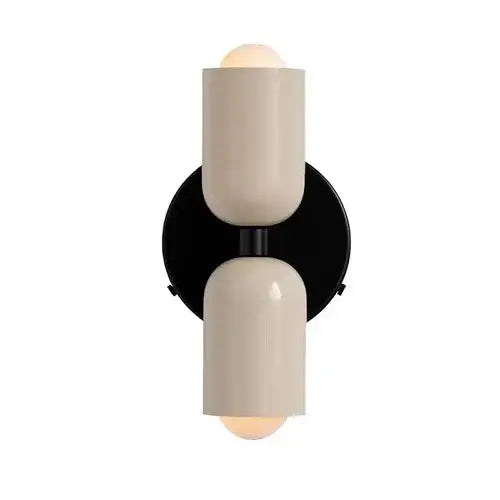 Postmodern Two-Tone Pill Wall Sconce, on black plate
