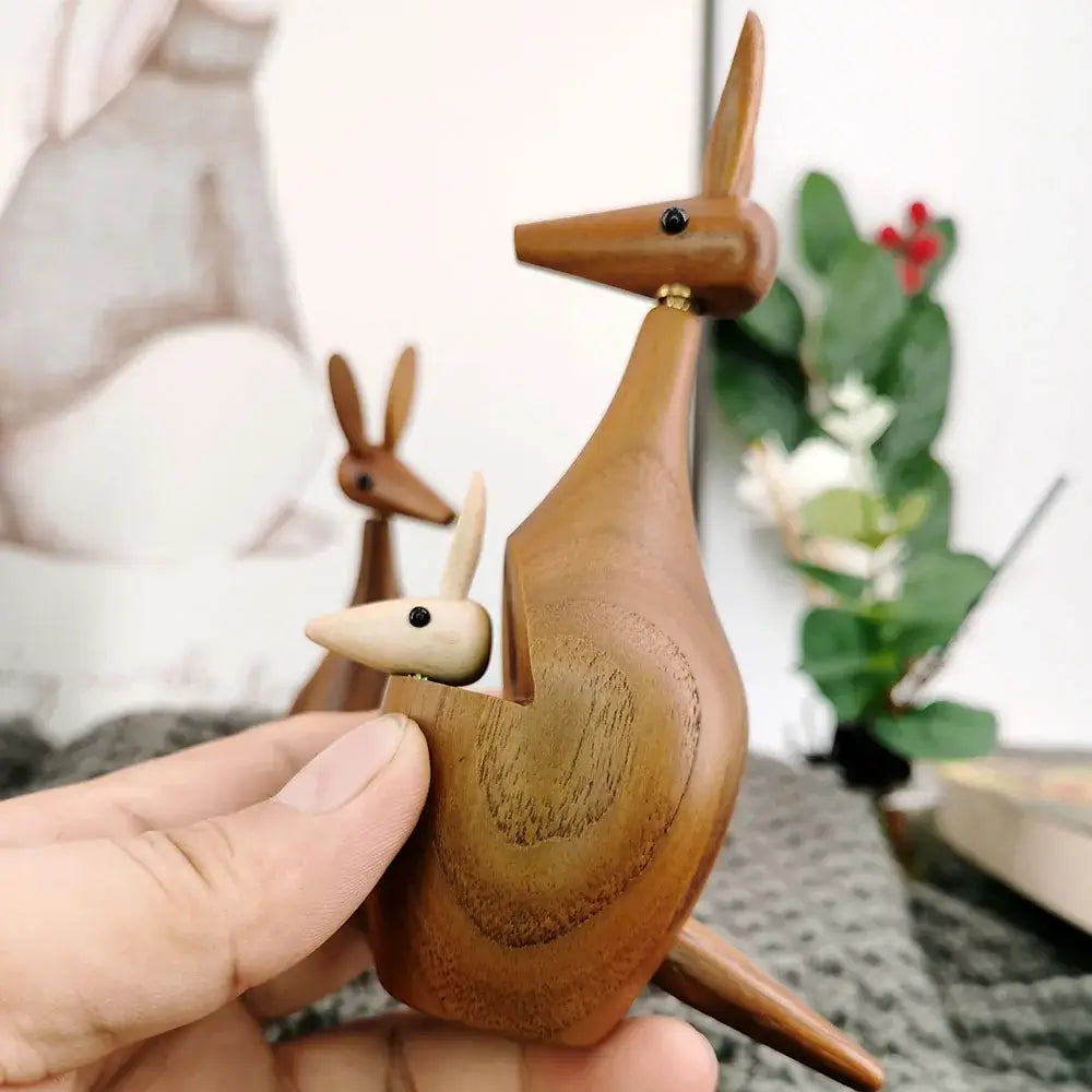 Teak Wood Kangaroo Ornaments | Nordic Charm