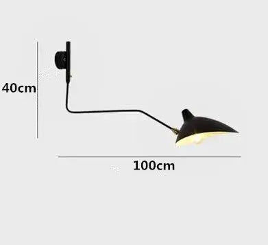 Swing Arm Nordic Loft Wall Lamp dimensions, showcasing its stylish design and vintage charm for indoor spaces.