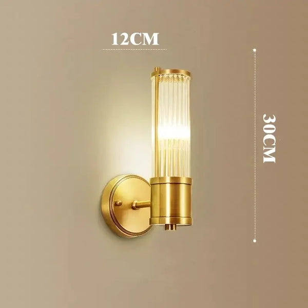 Bathroom Art Deco Brass and Crystal Sconces featuring elegant design with dimmable LED lighting.