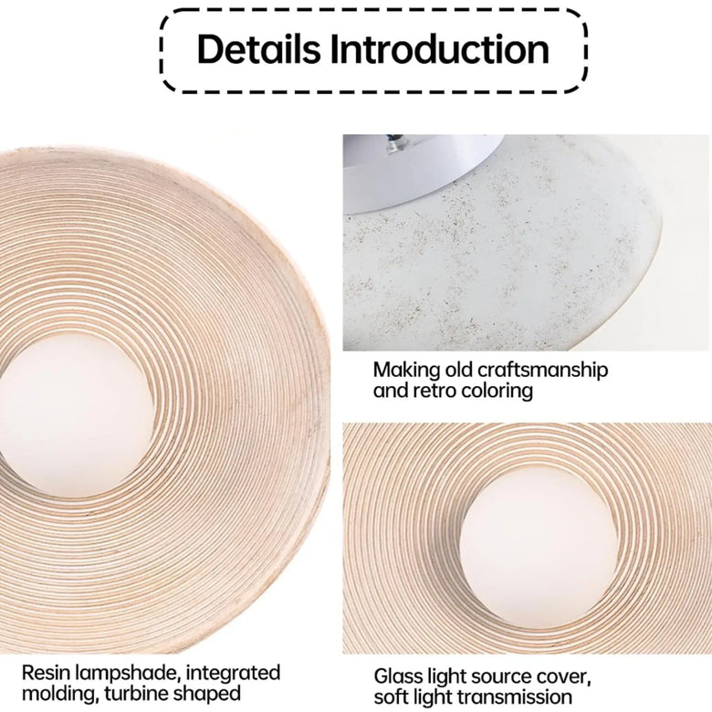 Circular Resin Wall Light With Grooved Finish