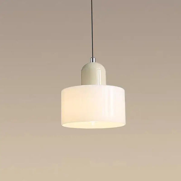 Elegant Colourful Glass Pendant (15cm x 16cm) with a sleek design and soft white shade.