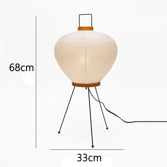 Japanese White Rice Paper Table Lamp with unique design and warm lighting, dimensions 68cm height x 33cm width.