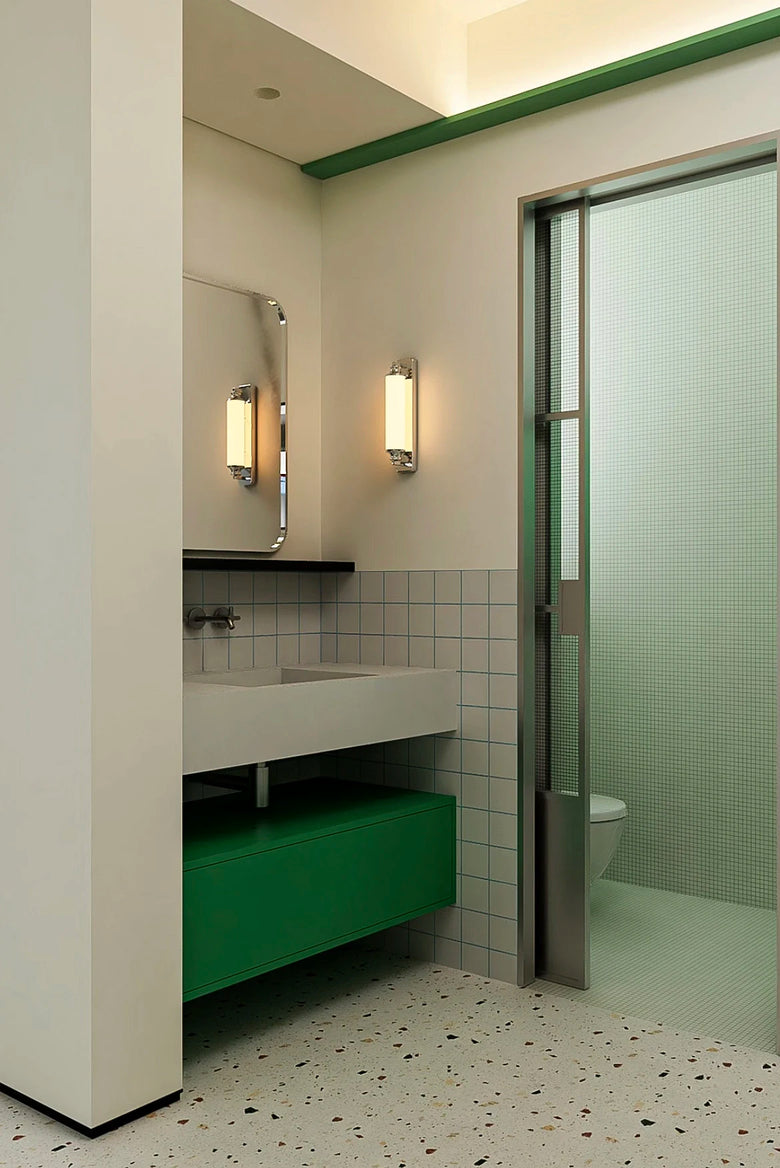 Steel & Glass Modern Wall Light 30cm