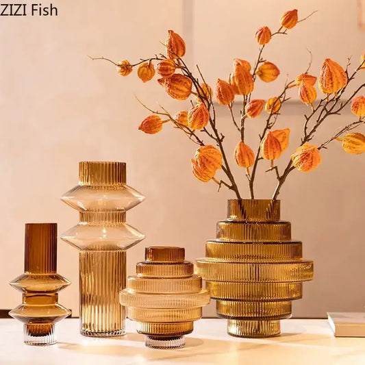 Amber Glass Vase Collection - Nauradika