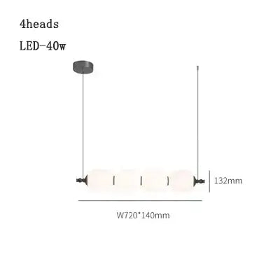 Modern Diffused Light Strip Pendant | Elegant Lighting Solution with 4 heads, LED 40w, sleek design and sturdy construction.